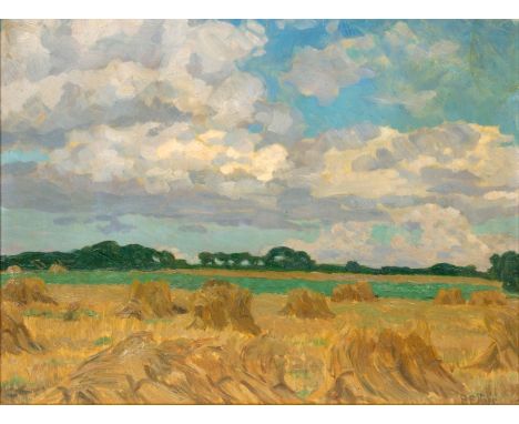Ernst Eitner (Hamburg 1867 - Hamburg 1955). Feld im Sommer. Öl/Hartfaser. 38,5 x 51,5 cm. R. u. sign. E. Eitner.   - Deutsche