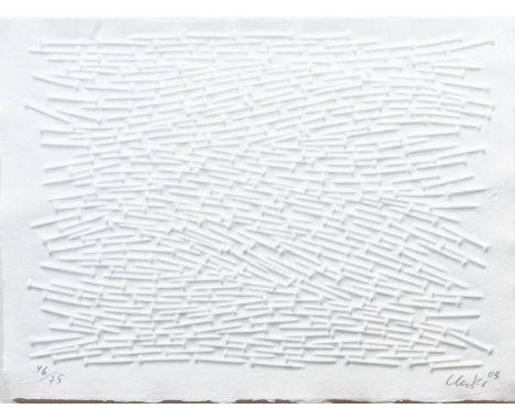 Günther Uecker (Wendorf/Meckl. 1930). Strömung. 2003. Prägedruck. 37,5 x 50,5 cm. R. u. mit Bleistift sign. und dat. Uecker 0