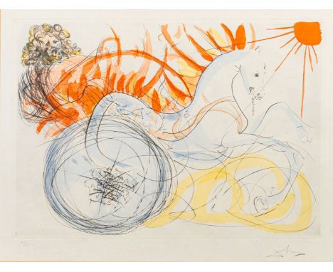 Salvador Dalí (Figueres 1904 - Figueres 1989). Elijah aus 'Our Historical Heritage'. 1975. Kaltnadel und Pochoir/Japan. 39,5 
