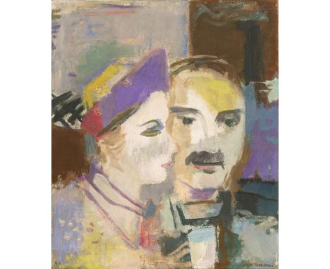 Erich Hartmann (Elberfeld 1886 - Hamburg 1974). Zwei Köpfe. 1947. Tempera/Lw. 72 x 61 cm. R. u. sign. E. Hartmann, l. u. dat.