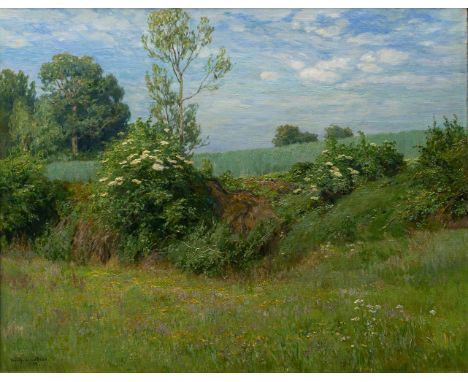 Wilhelm Claudius (Altona 1854 - Dresden 1942). Sommer. 1923. Öl/Lw. 65 x 80,5 cm. L. u. sign. und dat. Wilh. Claudius 1923.  