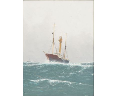 Robert Schmidt-Hamburg (Berlin 1885 - Laboe 1963). Das Feuerschiff Kiel. Tempera. 47 x 35 cm. L. u. sign. R. Schmidt-Hbg. Lab