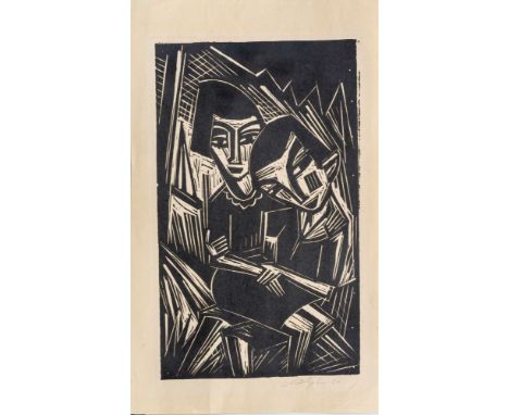 Emil Maetzel (Cuxhaven 1877 - Hamburg 1955). Paar. 1920. Holzschnitt. 35,5 x 21 cm. Ungerahmt. R. u. mit Bleistift sign. und 