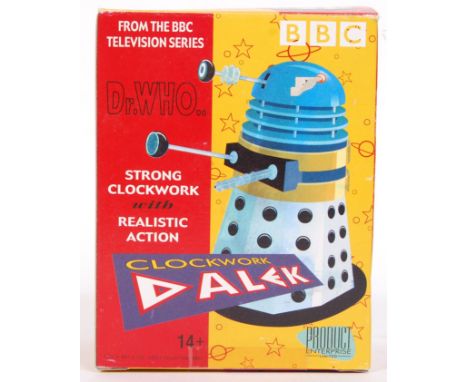 A scarce&nbsp; Product Enterprise made tinplate Doctor Who Clockwork Dalek. With key. Within the original box.&nbsp;