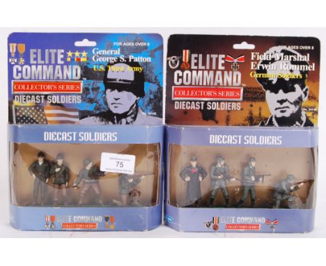 Two Blue Box Elite Command diecast model soldiers to include; General George S. Patton US Third Army &amp; Field Marshall Erw