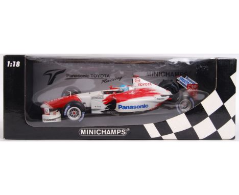 An original 1/18 scale Minichamps Panasonic Racing Toyota TF102 diecast model F1 Formula One racing car. Within the original 