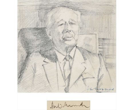 J.W. Thornes (20th century)Side profile of L S LowrySigned and inscribed "sketched from life at Huddersfield 27.4.73", furthe