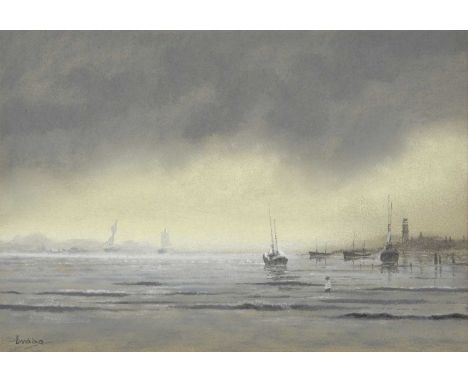 Brian Shields 'Braaq' FBA (1951-1997)Self portrait of the artist as a boy paddling on a shorelineSigned, pastel, 20.5cm by 29