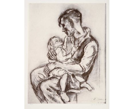 Tom McGuinness (1926-2006)"Miner and Child"Signed and dated (20)05, numbered 95/200, lithograph, 55cm by 43cmSold together wi