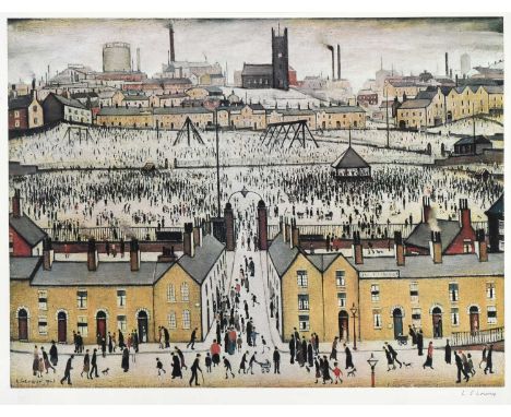 After Laurence Stephen Lowry RBA, RA (1887-1976) "Britain at Play" Signed, with the blindstamp for the Fine Art Trade Guild, 