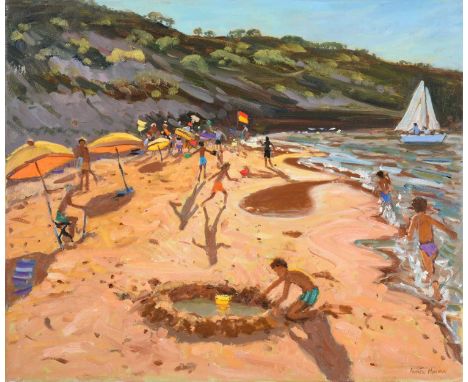 Andrew Macara NEAC (b.1944)"Ramla Bay, Malta"Signed, inscribed verso, oil on canvas, 63cm by 76cmSome light surface dirt. Pos