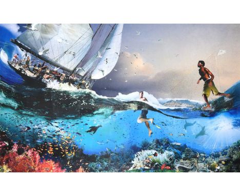 David Mach RA (b.1956) Scottish"Jesus Walking on Water"Collage, 150cm by 242.5cmExhibited: City Arts Centre, Edinburgh, “Prec