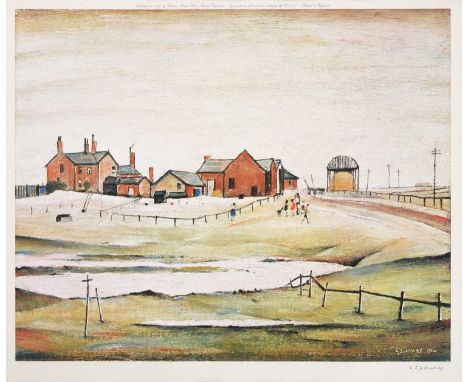 After Laurence Stephen Lowry RBA, RA (1887-1976)"Landscape with Farm Buildings"Signed in pencil, with the blindstamp for the 