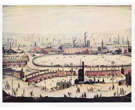After Laurence Stephen Lowry RBA, RA (1887-1976)"The Pond"Signed, with the blindstamp for the Fine Art Trade Guild, a colour 