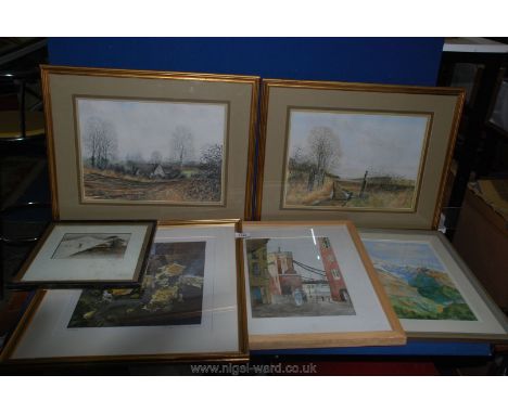 A quantity of paintings and prints including limited edition by Crispin Thornton Jones, watercolours signed K. Halter, orient