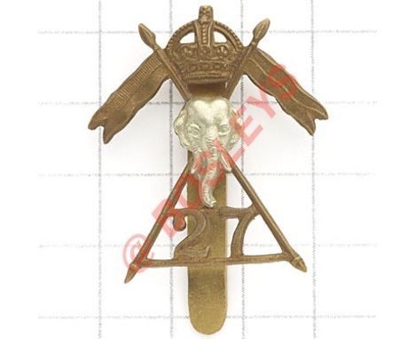 27th Lancers WW2 War Raised OR’s bi-metal cap badge. (KK 1917)  Slider VGC Raised on 1st February 1941, stood down at the end