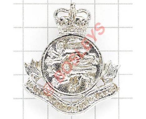 War Department Police Cyprus silver anodised cap badge. (KK 2180) HW Timings Ltd B’ham Slider GC Renamed Army Department Poli