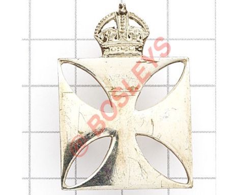 Royal Army Chaplains Department silvered cap badge. Fine scarce bright die-cast example voided; (KK 974)  Loops VGC 