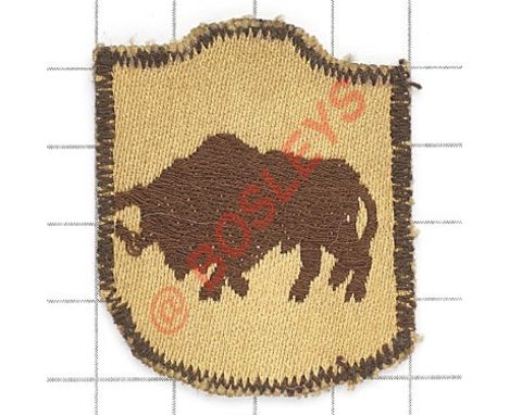 5th Kresy Polish Infantry Brigade WW2 cloth formation sign. Brown bison embroidered on a cream brown edged shield.  VGC Origi