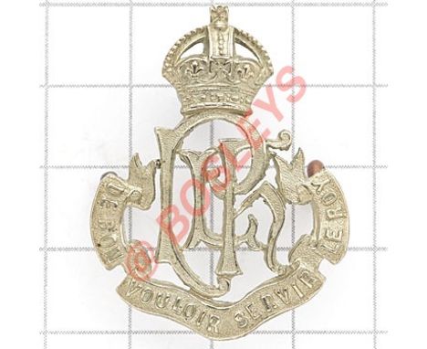 Indian Army. Punjab Light Horse cap badge. Fine British made die-stamped crowned PLH cypher on “De Bon Vouloir Servir Le Roi”