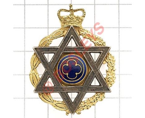 Royal Army Chaplain’s Department Jewish post 1953 dress cap badge Scarce die-cast gilt example bearing silvered Star of David