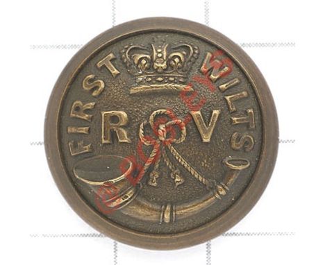 1st Wiltshire Rifles Victorian Officer’s bronzed tunic button Crowned strung bugle flanked by “First Wilts RV”. Approx. 24 mm
