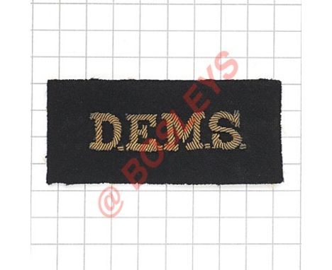 DEMS WW2 rating’s cloth bullion sleeve badge Gold wire embroidered on navy  VGC Defensibly Equipped Merchant Ship
