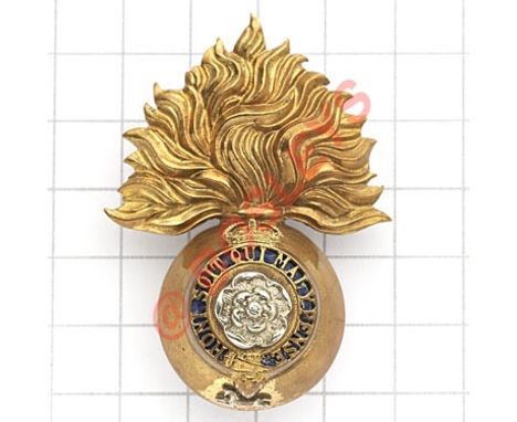 The Royal Fusiliers (City of London Regiment), Officer’s cap badge circa 1901-52. Die-cast flaming grenade mounted with pierc