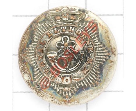 Royal Elthorn Middlesex Militia Victorian Officer’s closed-back silvered coatee button Crowned star, title circlet  strung bu