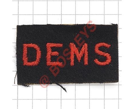 DEMS WW2  rating’s cloth sleeve badge Red embroidered on navy  VGC Defensibly Equipped Merchant Ship