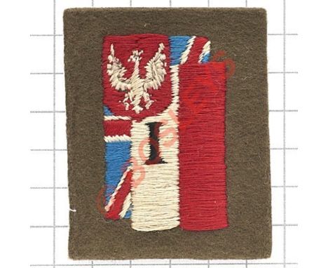 1st Polish Corps WW2 cloth formation sign circa 1942-45. A good example. Khaki rectangle embroidered with Polish flag bearing