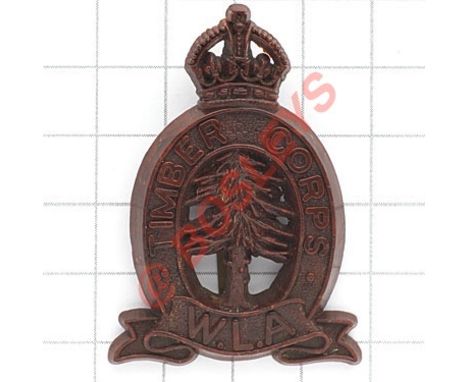 Timber Corps, Women’s Land Army scarce WW2 plastic cap badge.  (KK 1581) A.Stanley & Sons, Walsall. Blades VGC Formed in July