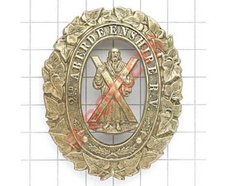 Scottish. 2nd Aberdeenshire Rifle Volunteers Victorian OR’s glengarry badge circa 1880-84.  A good scarce die-stamped white m