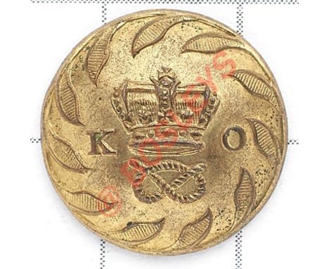 King’s Own Staffordchire Militia Georgian Officer’s gilt open-back coatee button. Leaf surround, Stafford Knot centrally flan