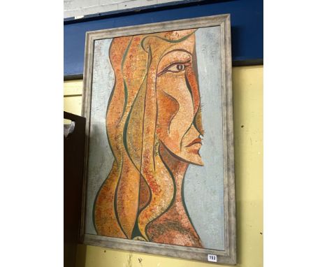 JOHN MARSHALL ABSTRACT PORTRAIT OIL ON BOARD 