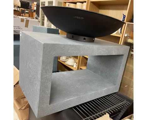GREY SLATE FIRE BOWL WITH CONSOLE (COSMETIC DAMAGE TO CONSOLE)