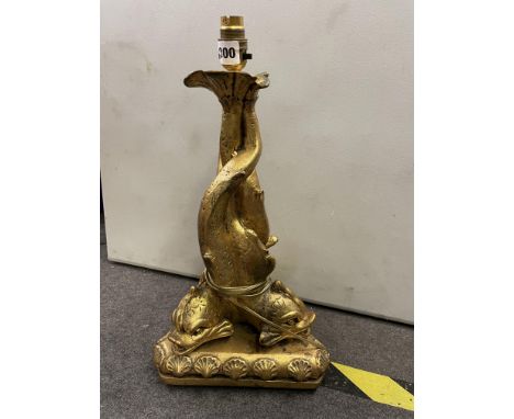 GILDED LEAPING FISH TRIFORM TABLE LAMP