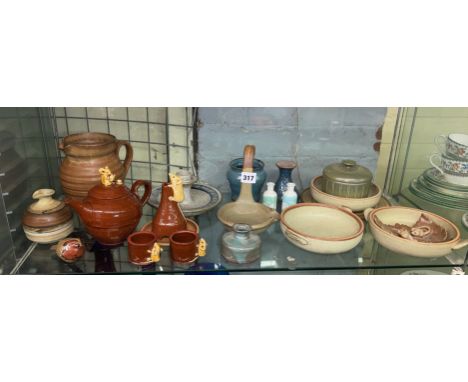 NOVELTY MOUSE TEAPOT AND COVER, VARIOUS STONEWARE STUDIO CERAMICS INCLUDING CHAMBERSTICK