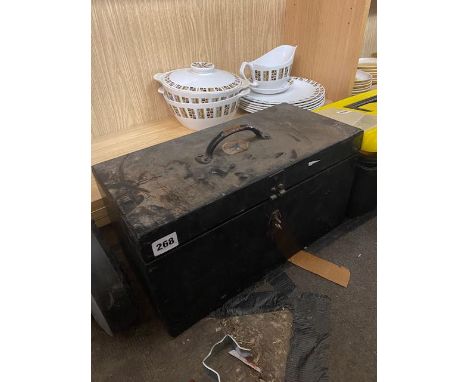 BLACK BOX OF VARIOUS MECHANICS TOOLS, SPANNERS, WRENCHES AND GAUGES, ETC