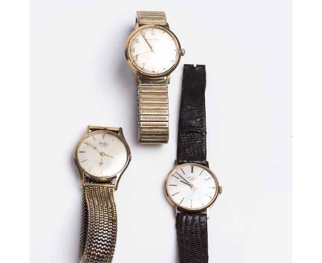 TWO GENTLEMAN'S NINE CARAT GOLD WRISTWATCHES
comprising of a 1960s Bentima star example and a Rotary dress watch; together wi