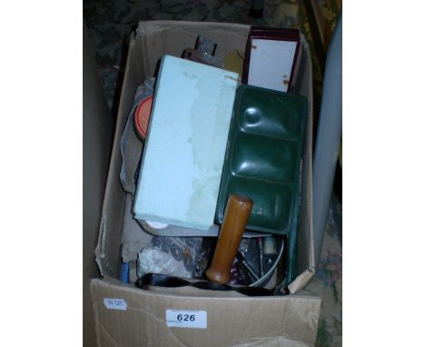 BOX OF PAINTS/CRAFT TOOLS ETC