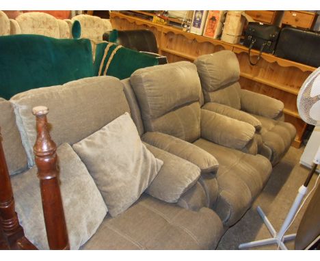 3 SEATER SOFA AND 2 ARMCHAIRS (ALL MANUAL RECLINERS) 