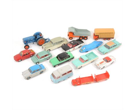 Die-cast models and vehicles; Fifteen loose die-cast models including Britains Fordson Major tractor, Dinky no.268 Renault Da