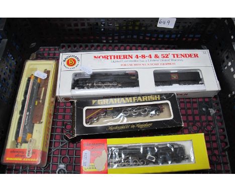 Four 'N' Gauge Locomotives Boxed, a Bachmann Ref No 58066 U.S.A Outline 4-8-4 plus tender (body loose to chassis), a Graham F