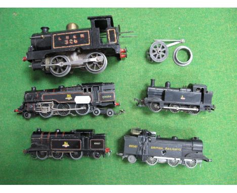 Five Steam Unboxed Tank Locomotives, a Hornby 'O' Gauge/7mm No 1 0-4-0 L.N.E.R black R/No 326, over painted, two wheels detac