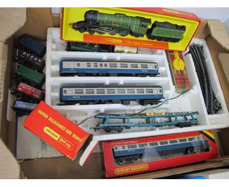 A Lima 'OO' Gauge/4mm Train Set Base Containing Two Inter-City Coaches, a 'Motorrail' car transporter (no cars), small amount