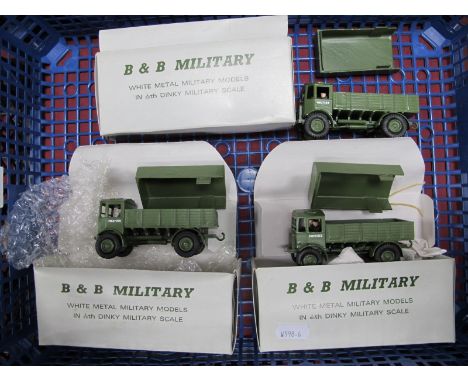 Three B&amp;B Military White Metal Military Models in 1/60th Dinky Military Scale, boxed.