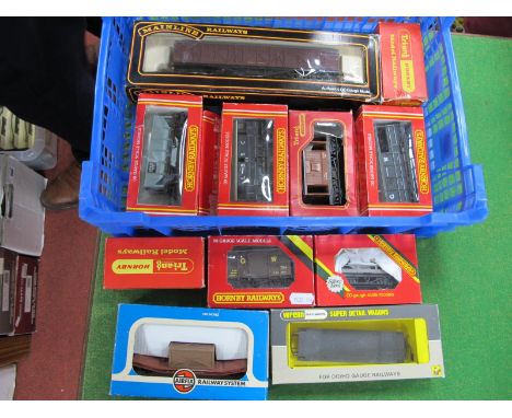 Ten Boxed Items of 'OO' Gauge/4mm Rolling Stock, by Hornby, Mainline etc; baggage van, brake vans, hopper etc, good/very good