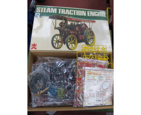 A Boxed Bandai 1:16 Scale Plastic Model Kit #17 Steam Traction Engine Garrett 1919, box poor in places.