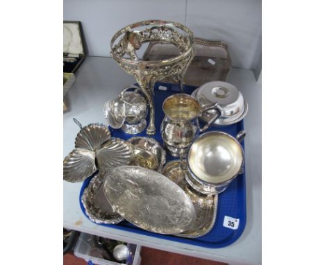 Highly Decorative Plated Stand, of circular form on leaf and beaded supports with paw feet (damage); together with a small sh